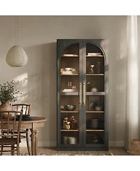 Yigii 67" Glass Display Cabinet with 6-Tier Adjustable Shelves for Home & Camp Commercial Use