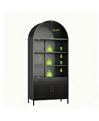 Yigii Metal Arched Cabinet, 17.7"D x 35.5"W x 78.8"H, Adjustable Shelves, 3 Storage Areas