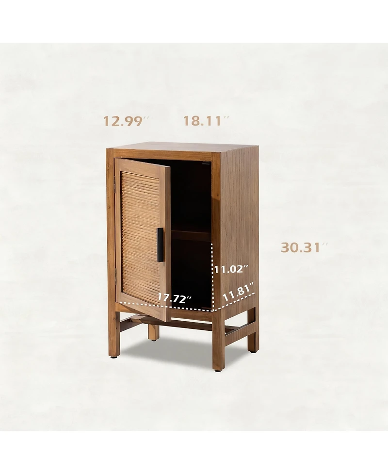 Yigii Rustic Slat Nightstand with 2 Shelves for Bedrooms