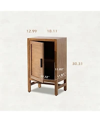 Yigii Rustic Slat Nightstand with 2 Shelves for Bedrooms