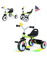 Mecale Toddler Tricycle with 3-Position Seat and Storage Basket for Kids