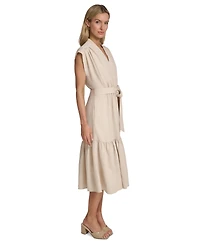 Calvin Klein Women's Tiered Belted Surplice Dress