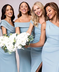 Xscape Women's Ruffled One-Shoulder Scuba Gown