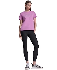 Dkny Sport Women's Rhinestone Varsity Logo Relaxed Fit Pull-On T-Shirt