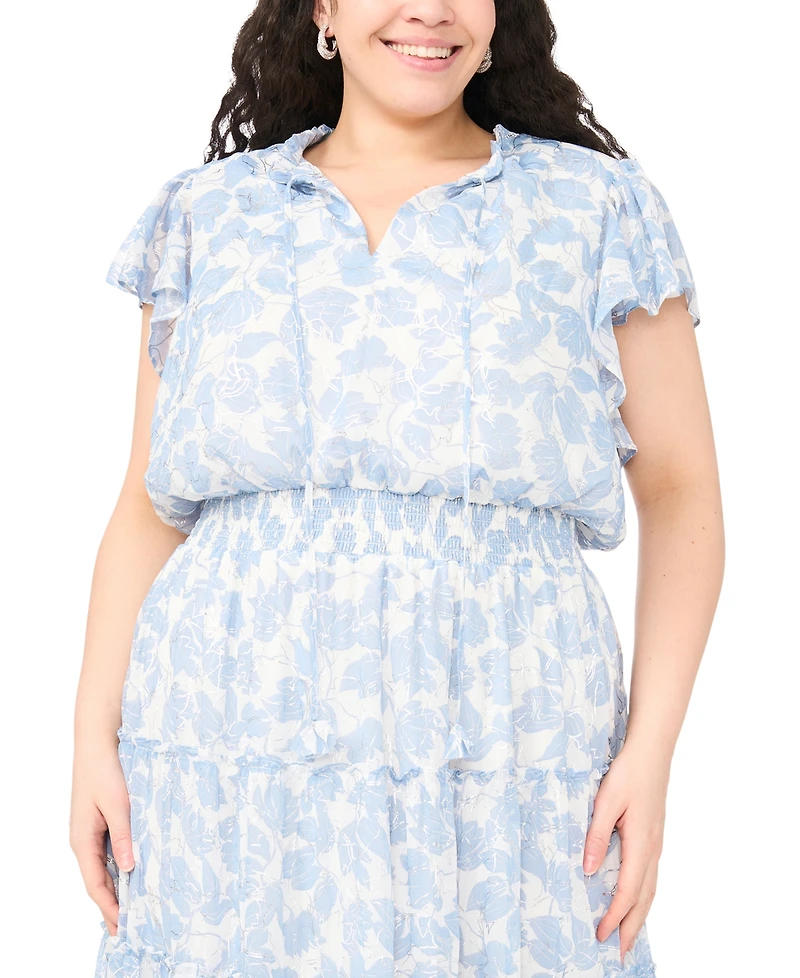 Msk Plus Smocked Waist Tiered Dress