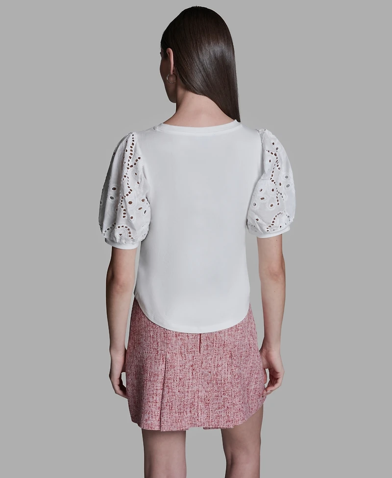 Bcbg Women's Crewneck Puff-Sleeve T-Shirt