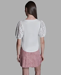 Bcbg Women's Crewneck Puff-Sleeve T-Shirt