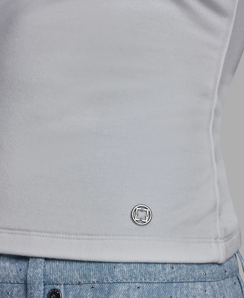 Bcbg Women's Cap-Sleeve Lace Trim Detail Scallop Neck Camisole Top