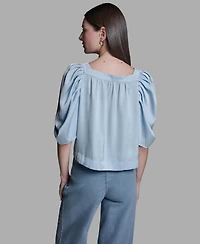 Bcbg Women's Square Neck Puff-Sleeve Top