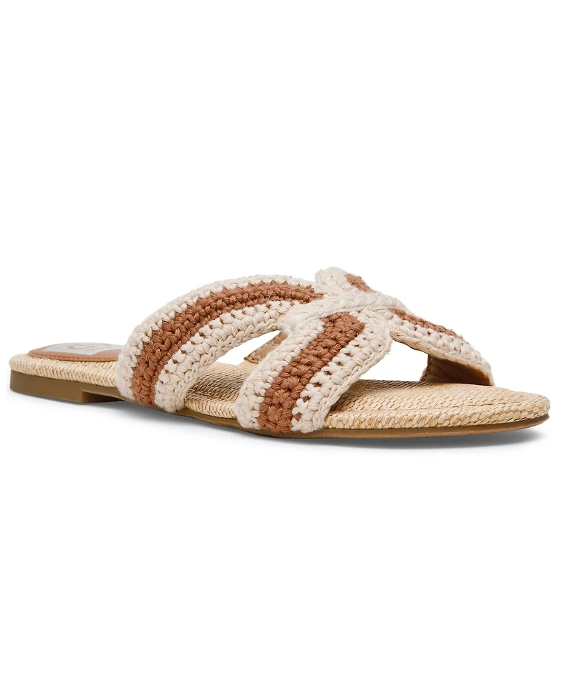Dv Dolce Vita Women's Geeya Raffia Criss Cross Strap Flat Slide Sandals
