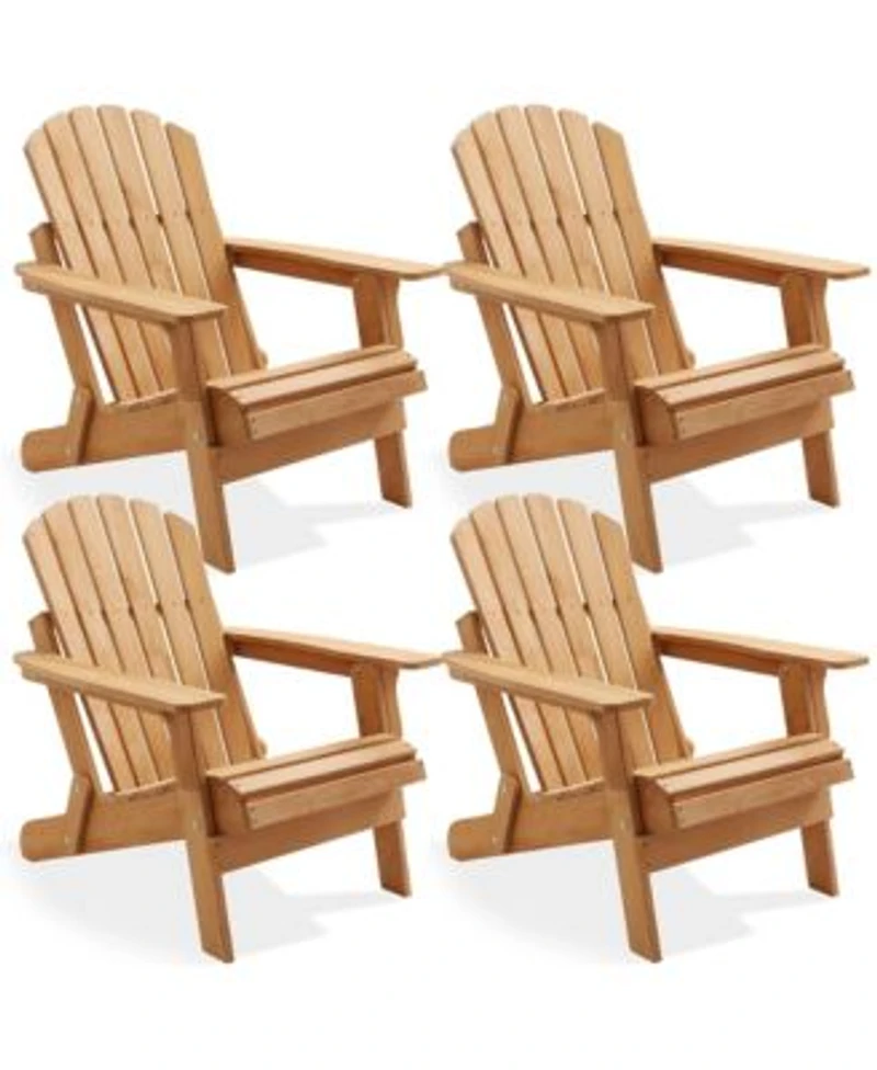 Casafield Folding Adirondack Chair Cedar Wood Outdoor Fire Pit Lounge Chairs For Patio Deck Yard Partially Pre Assembled