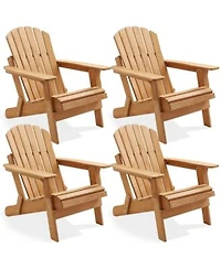 Casafield Folding Adirondack Chair Cedar Wood Outdoor Fire Pit Lounge Chairs For Patio Deck Yard Partially Pre Assembled