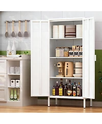 Yigii Metal Storage Cabinet with Adjustable Shelves and Mesh Doors