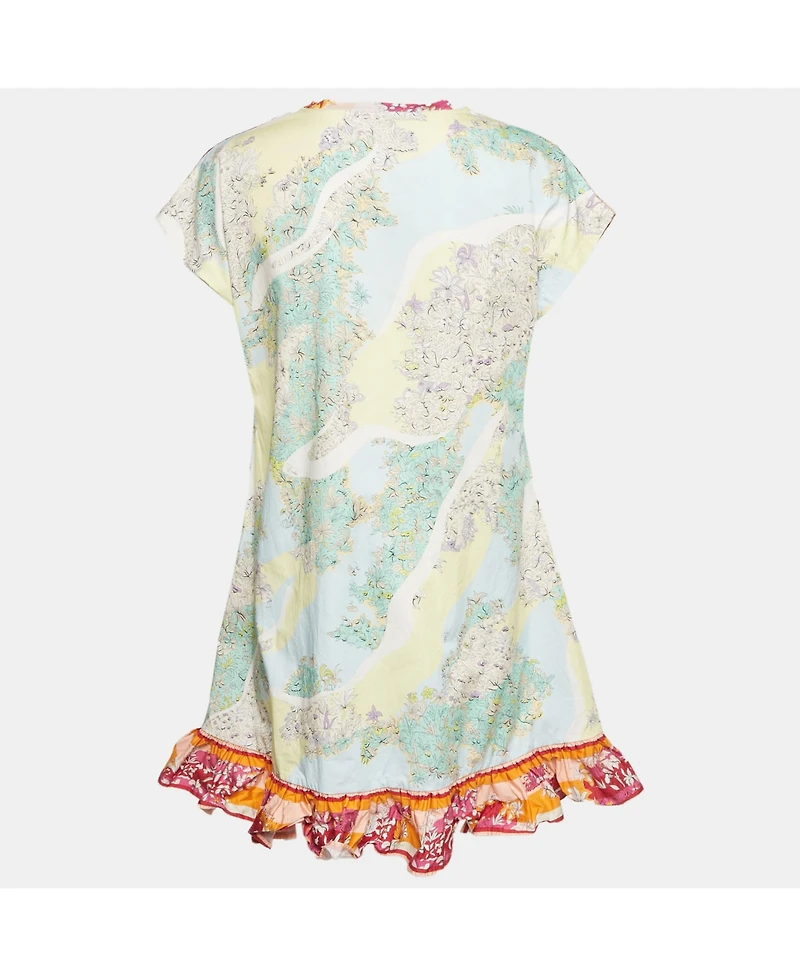 Pre-Owned Emilio Pucci Women's Floral Print Cotton Flounce Mini Dress
