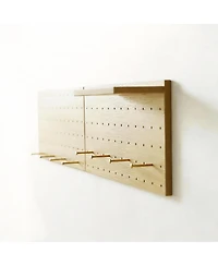 Yigii Wooden Pegboard Set for Creative Storage with Walnut Finish