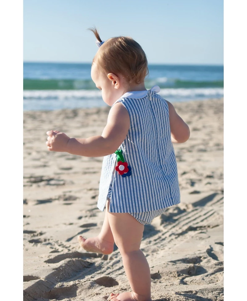 Florence Eiseman Baby Girl Seersucker Dress & Bloomer With Flowers
