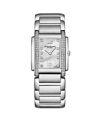 Stuhrling Serafine 4089.1 Women's Rectangular Quartz Watch with Mop Dial And Crystal Bezel