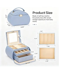 Yigii Pu Leather Jewelry Organizer with Mirror and Lock