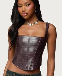 Edikted Women's Shana Faux Croc Corset Top