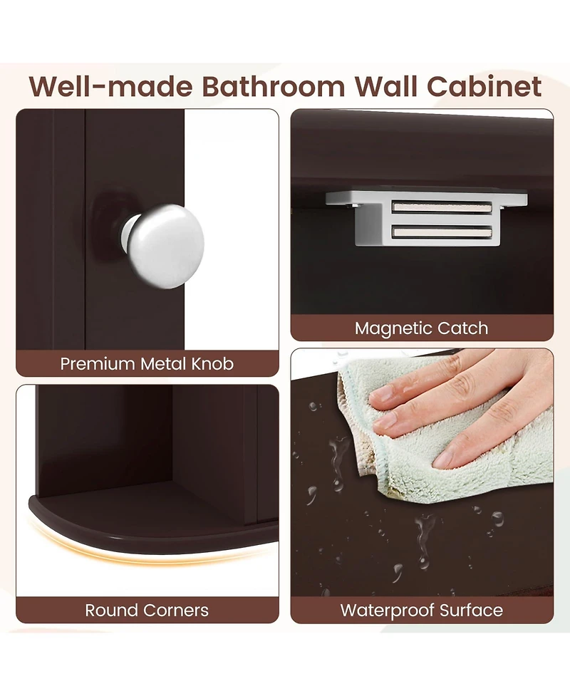 Volenca Volenca Wall-Mounted Bathroom Mirror Cabinet with Storage Shelves