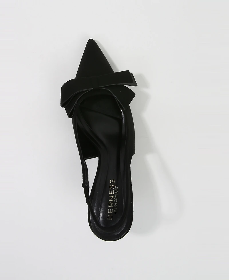 Berness Womens Calliope Asymmetrical Bow Kitten Heels