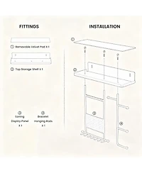 Yigii Wall-Mounted Jewelry Wall Rack with Soft Pads, Dual Mounting, Rust-Resistant Metal