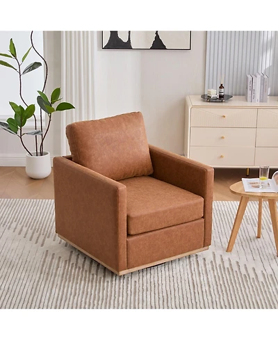 Clihome Modern Swivel Accent Chair, 360° Rotation Leisure Chair with Removable Cushion