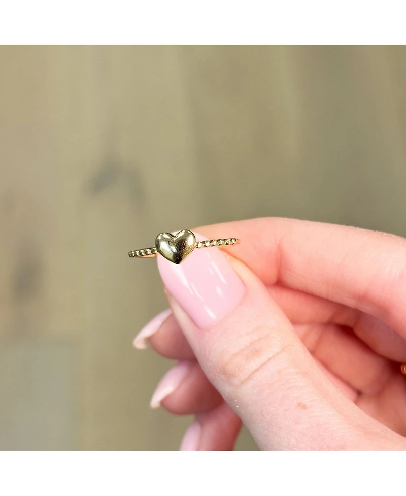 The Lovery Gold Beaded Heart Ring