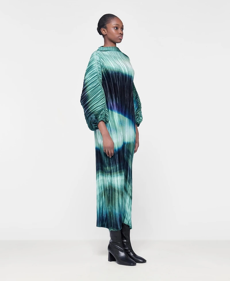 Leem Women's Printed Plisse Batwing Dress