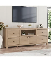 gaomon Farmhouse Tv Stand for 75/80 Inch TVs, 70" Long Entertainment Center with 6 Storage Drawer & Soundbar Shelf, Television Consoles Stands