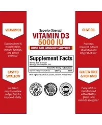 BioSchwartz Vitamin D3 5000 Iu (125 mcg) Natural Immune Support Supplement, Bone Strength, Healthy Muscle Function, 360 Softgels