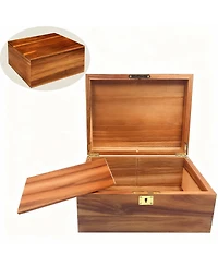 Yigii Solidwood Storage Box with Lock and Divider