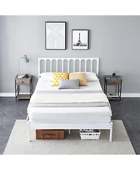 gaomon Queen Metal Bed Frame with Wave Headboard & 2 Drawers, Strong Support, No Box Spring