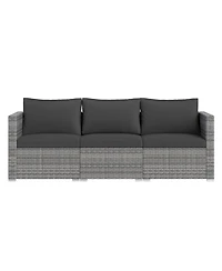 Gymax Set of 3 Patio Sectional Sofa Pe Rattan Modular Couch Furniture w/Cushions
