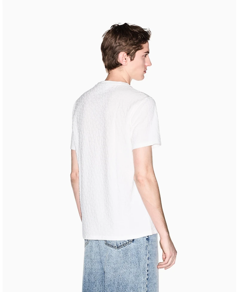 A|X Armani Exchange Men's Short Sleeve Mercerized Cotton All Over Logo T-Shirt