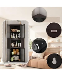 Yigii 64" Tall Metal Corner Cabinet with Glass Doors for Kitchen, Bathroom, or Bedroom