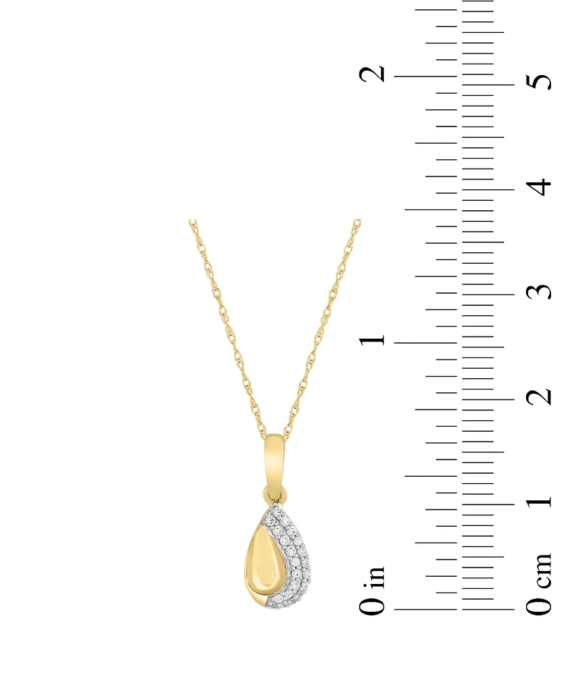 Macy's Diamond Pendant Necklace (1/20 ct. t.w.) in 10k Yellow Gold Over White Rhodium