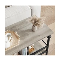 gaomon 3-Tier Console Table, Retro Storage Cabinet, Sideboard Buffet Cabinets with Space, Suitable for Home Living Room, Dining Room