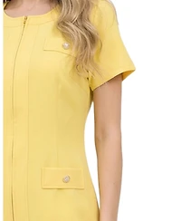 Ny Collection Petite Short Sleeve Pleat Hem Dress