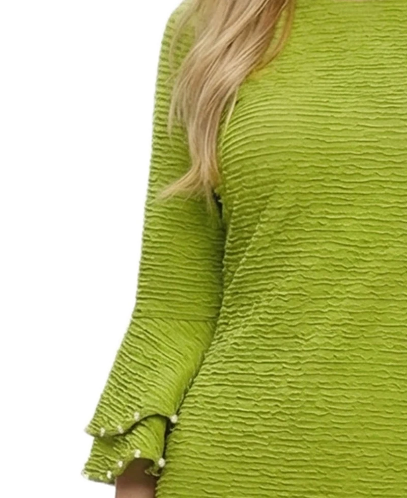 Ny Collection Petite Long Sleeve Dress With Bell Cuffs