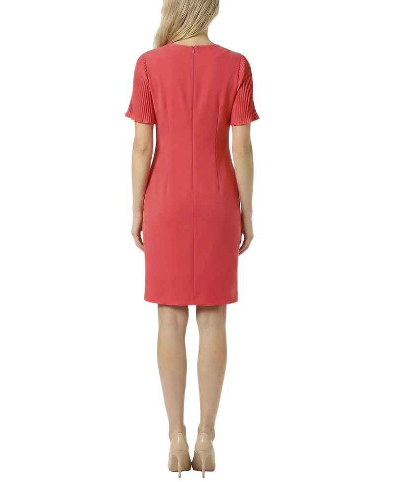 Ny Collection Petite Pleated Short-Sleeve Dress