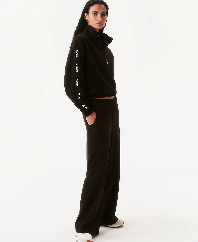 Dkny Sport Women's Classic Logo Elastic Oversized Quarter-Zip Top