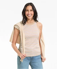 Lands' End Women's Micro Rib Crew Neck Tank Top