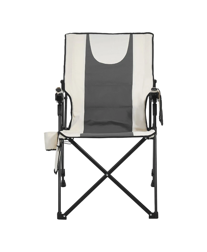 Mecale Heated Camping Chair, High Back Folding Chair with 3 Heat Settings, Padded Seat, Armrests & Cupholder, 260 lb Capacity