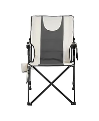 Mecale Heated Camping Chair, High Back Folding Chair with 3 Heat Settings, Padded Seat, Armrests & Cupholder, 260 lb Capacity
