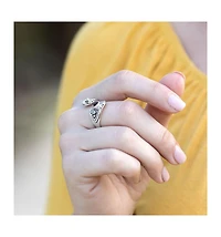 Curata Jewelry 925 Sterling Silver Oxidized Black Simulated Onyx Adjustable Wrap Spoon Ring 9