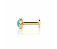Curata Jewelry Solid 14k Yellow Gold 18G 3mm Simulated Turquoise Labret Cartilage Stud