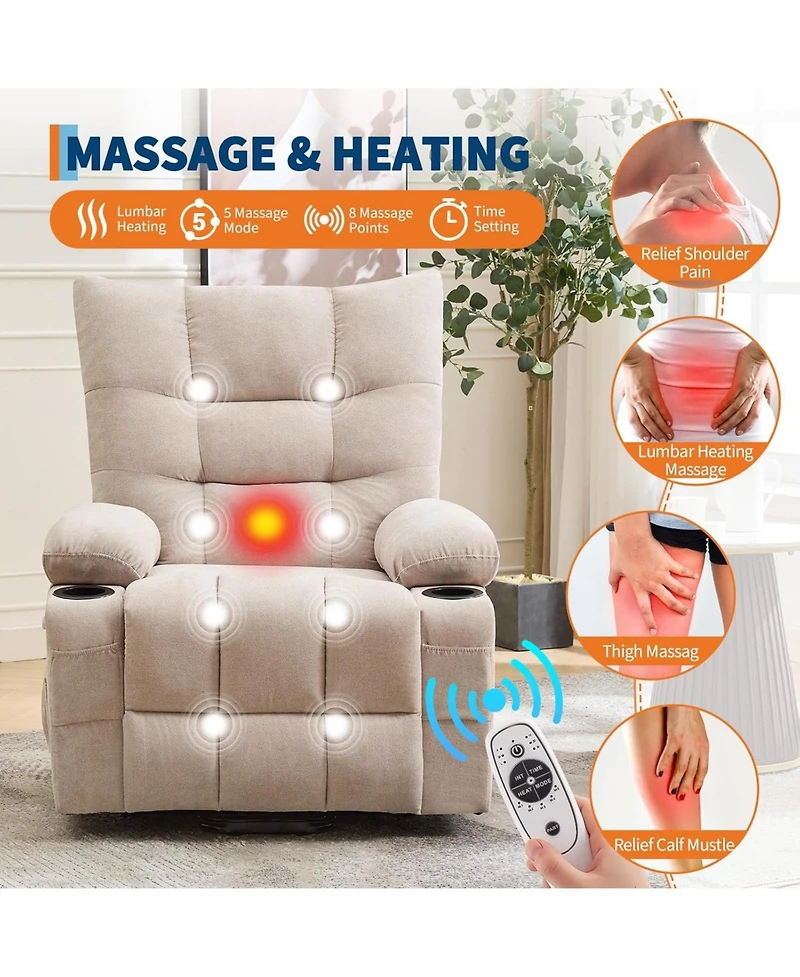gaomon Power Lift Recliner Chair for Elderly - Electric Massage and Heat Recliner with 45° Assist Stand