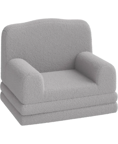 gaomon Kids Couch, 2-in-1 Convertible Teddy Fleece Fabric Toddler Sofa Chair, Soft Fold Out Couch Lounger for Kids, Comfy Children's Sofa