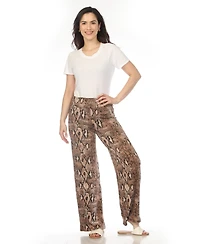 White Mark Women's High-Waist Floral Wide-Leg Pants